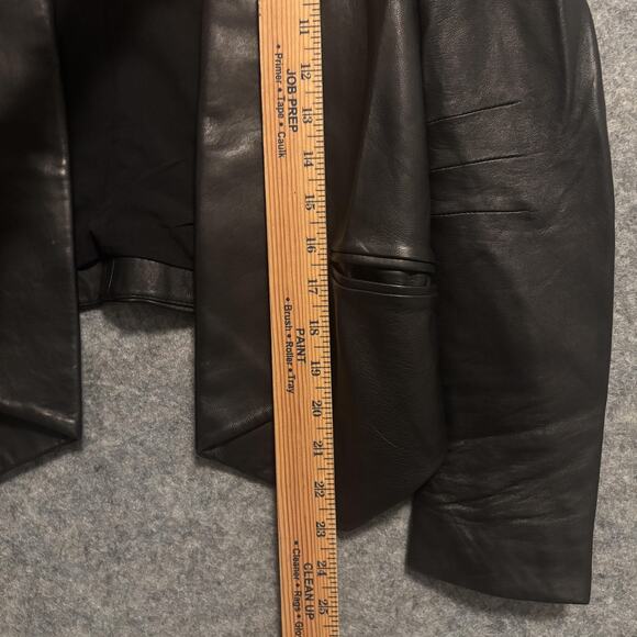 Rebecca Minkoff Jacket Womens Size XS Black Leather Lambskin Open Front Blazer - Picture 11 of 12